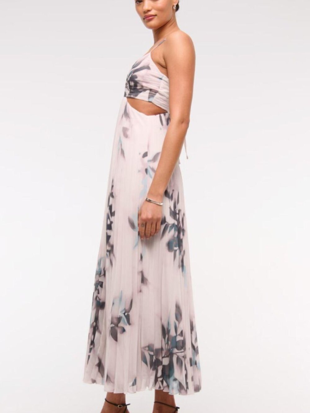 NWT Abercrombie & Fitch Womens Giselle Babydoll Cutout Maxi Dress Floral XS Tall - Picture 3 of 8